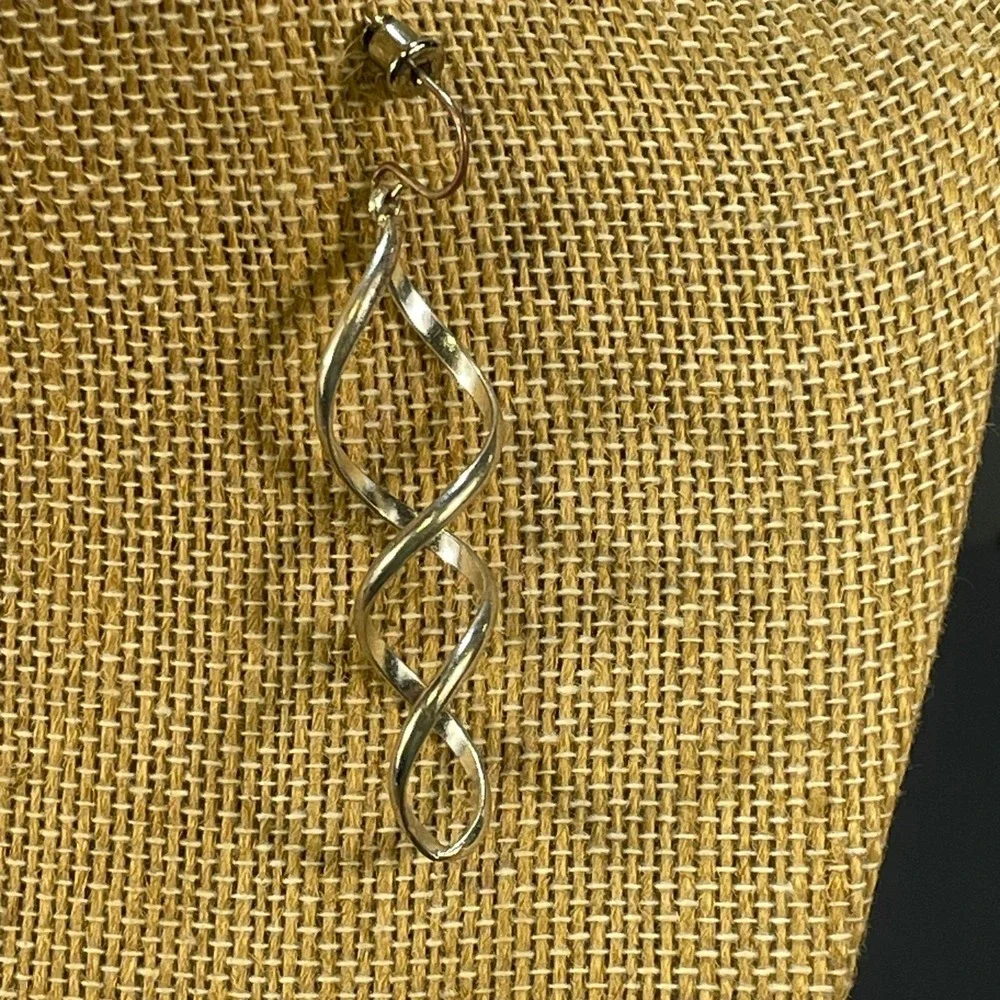 Spiral Twist Drop Dangle Earrings Silver Tone Boho Fashion Statement Jewelry